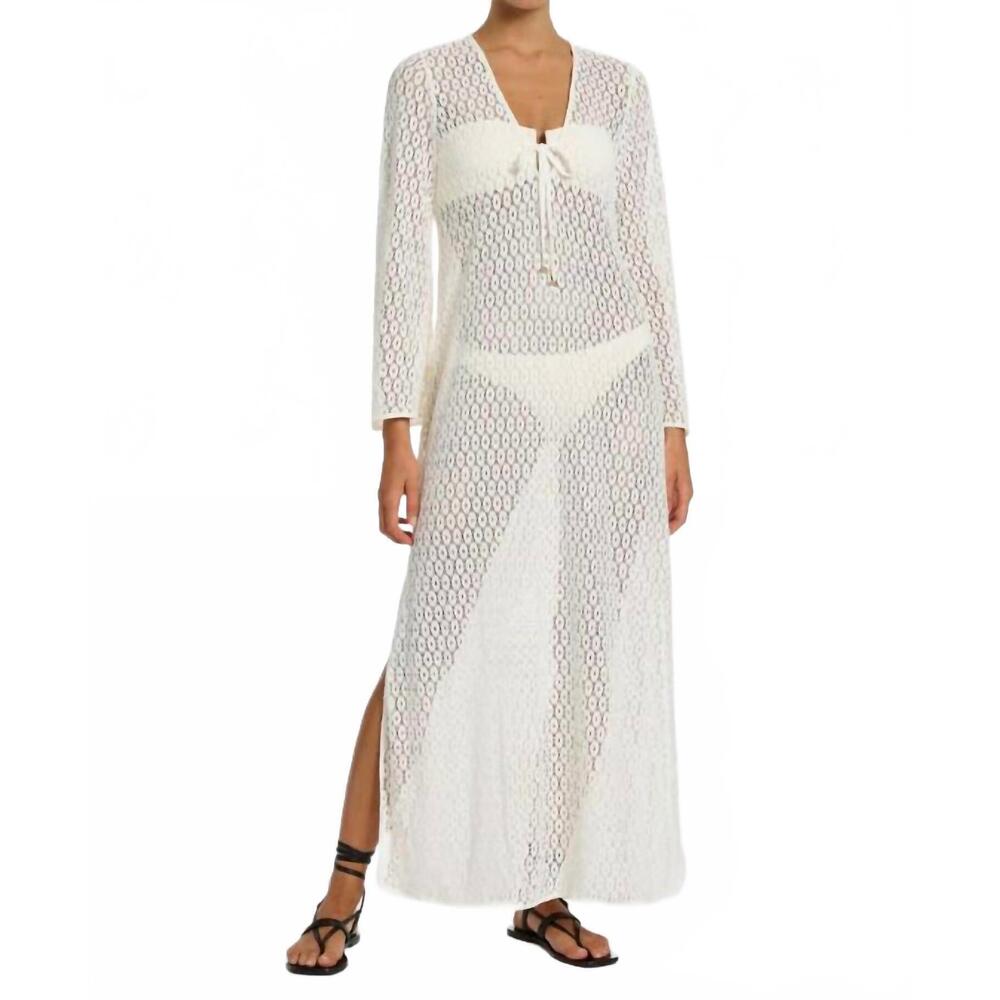 NEW JETS stretch-lace maxi kaftan in cream